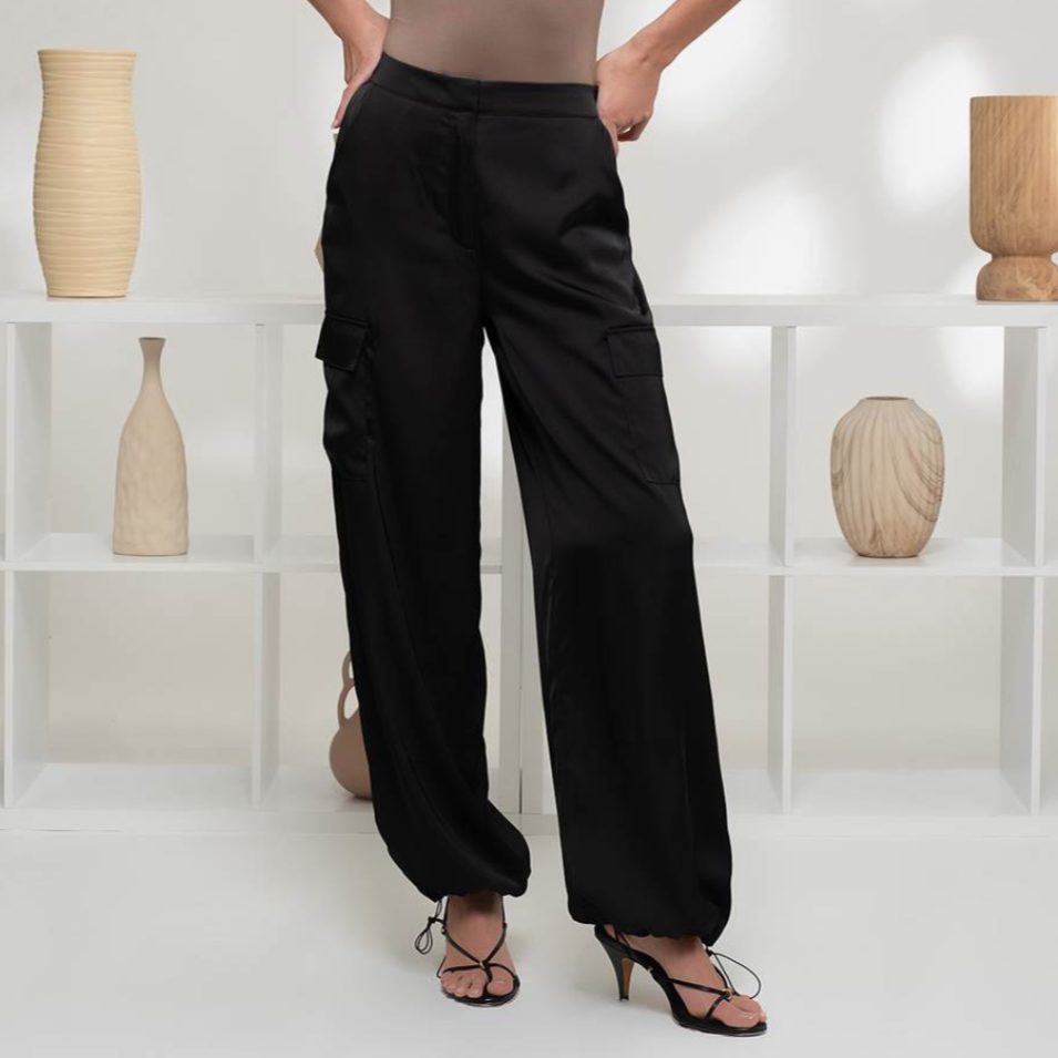 Satin Cargo Pants