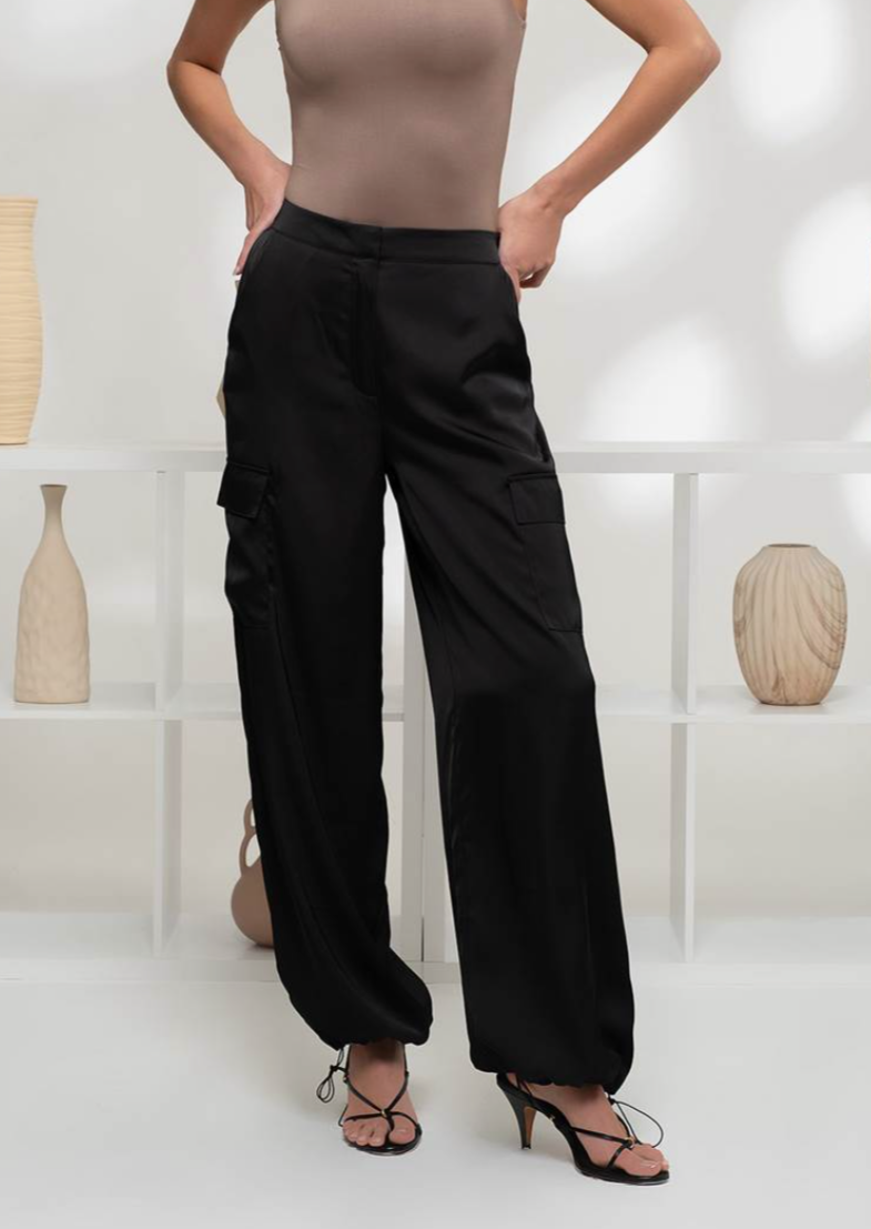 Satin Cargo Pants