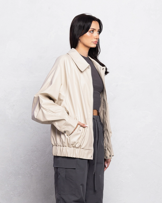 Faux Leather Oversized Jacket