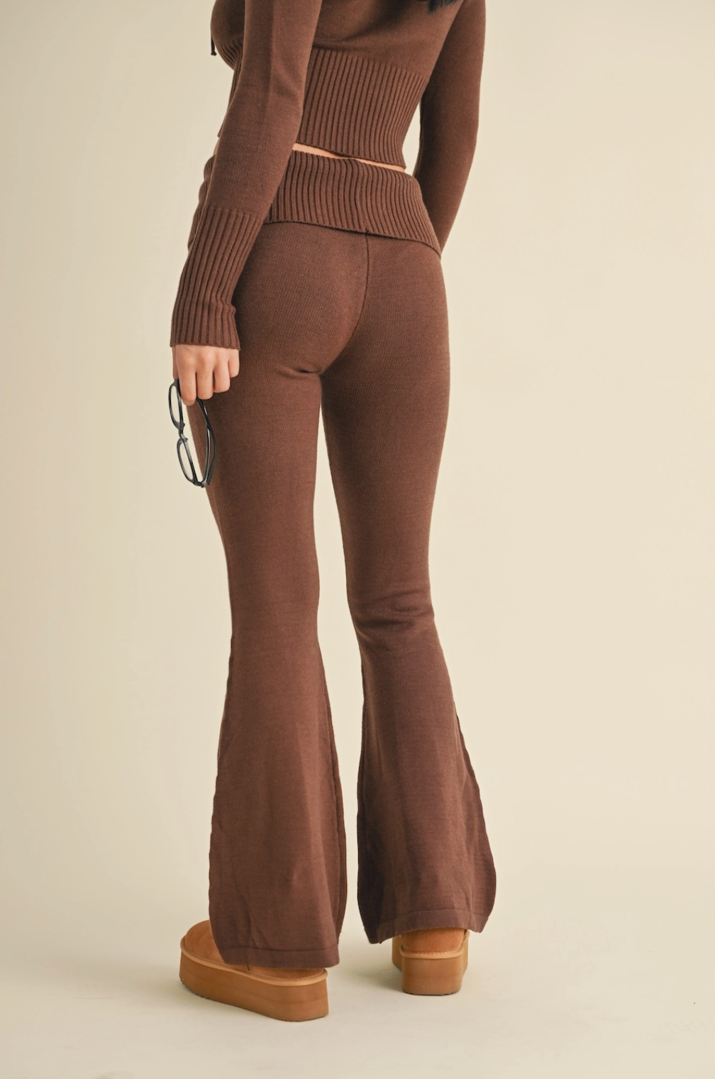 Foldover Flare Knit Pants