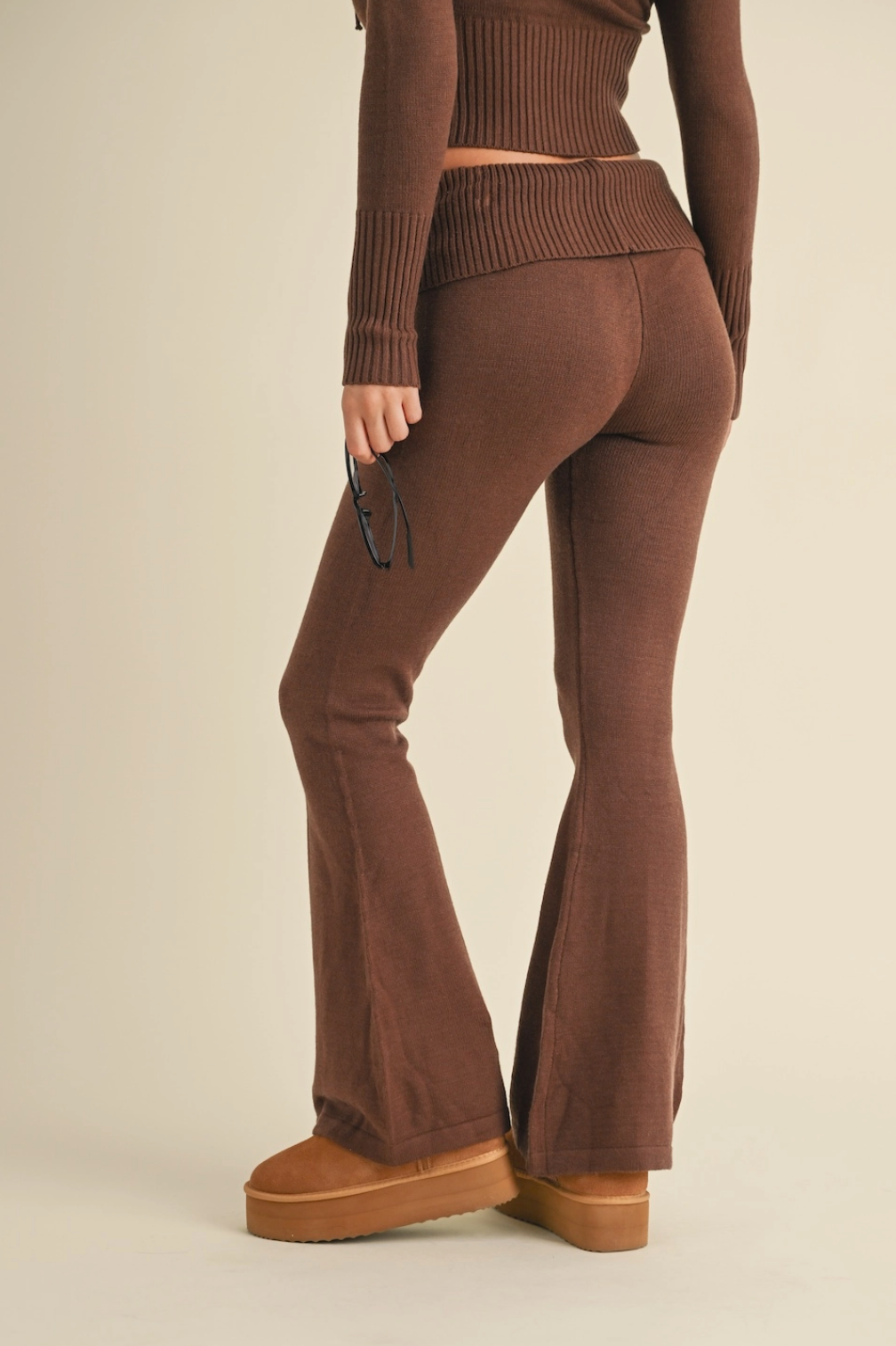 Foldover Flare Knit Pants