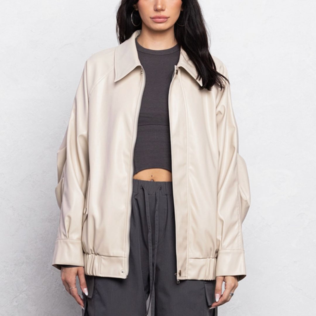 Faux Leather Oversized Jacket