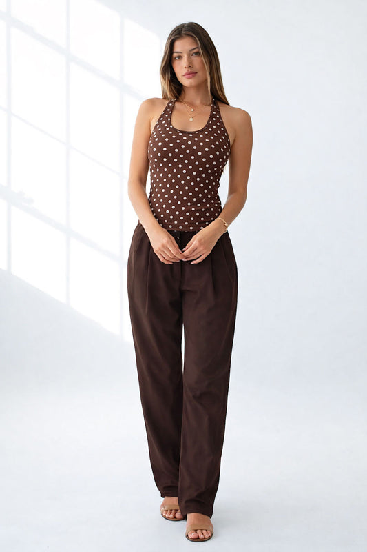 Mocha Dot Halter Top