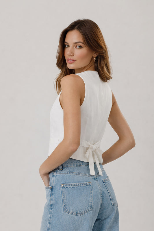 Sweet Cream Button Vest