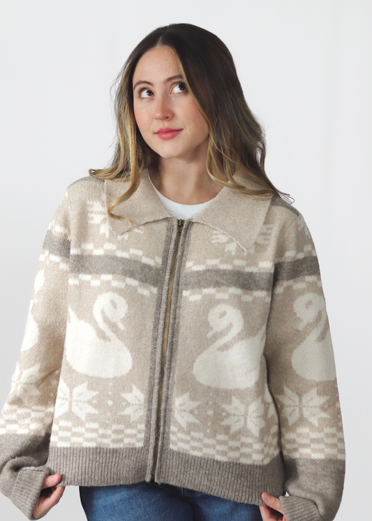 Swan Lake Zip Up Sweater