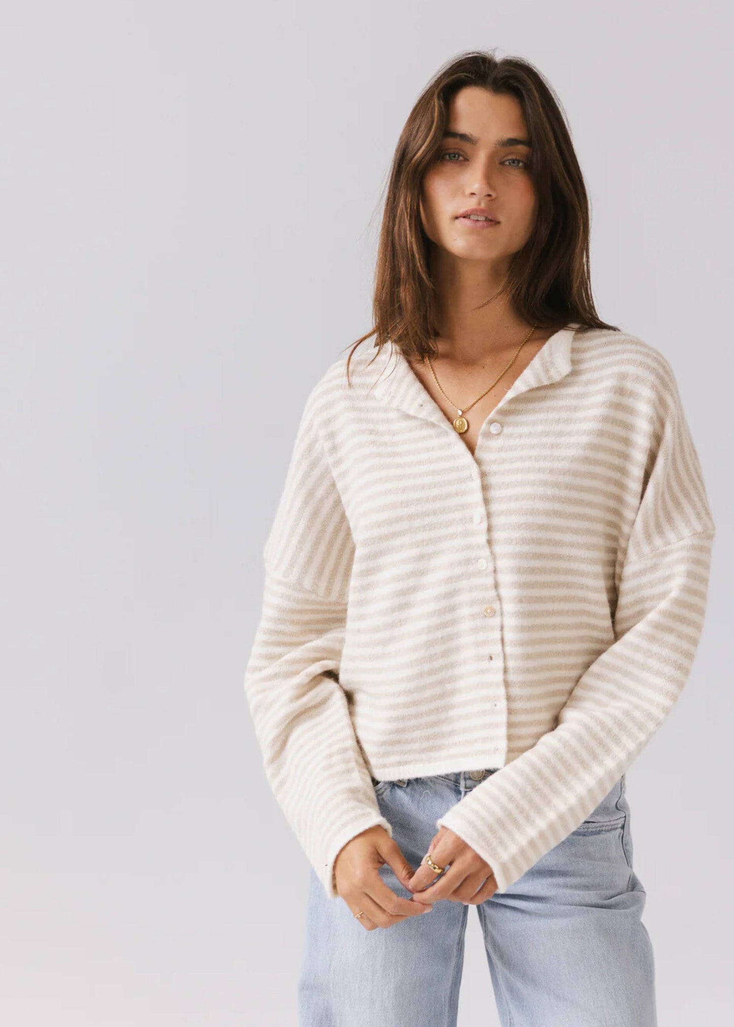 Cream Piper Stripe Cardigan