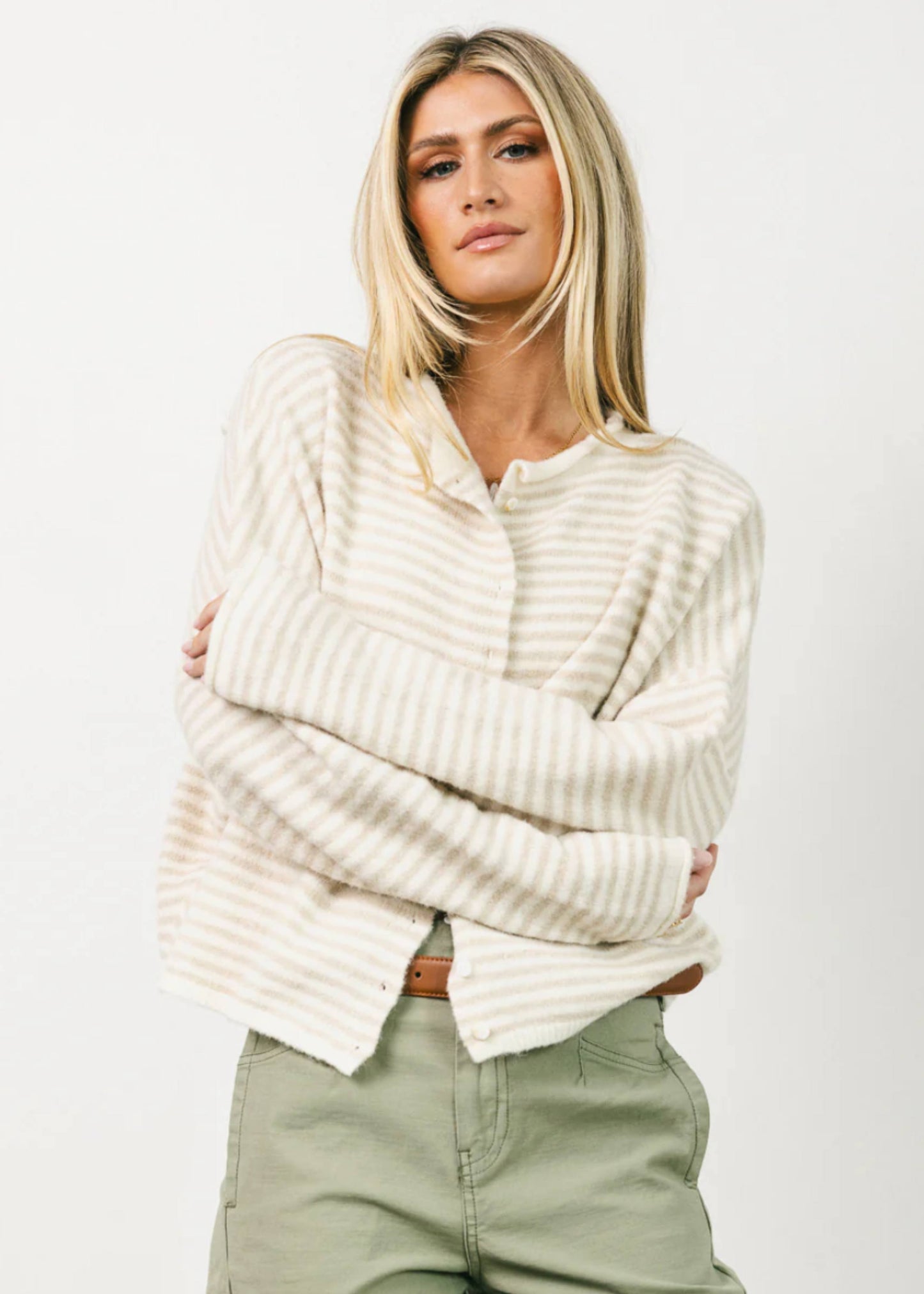 Cream Piper Stripe Cardigan