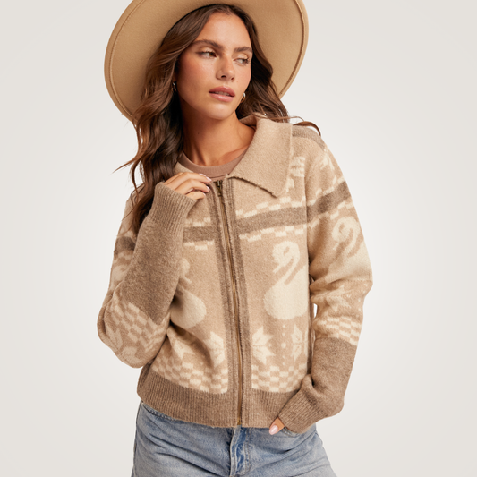 Swan Lake Zip Up Sweater