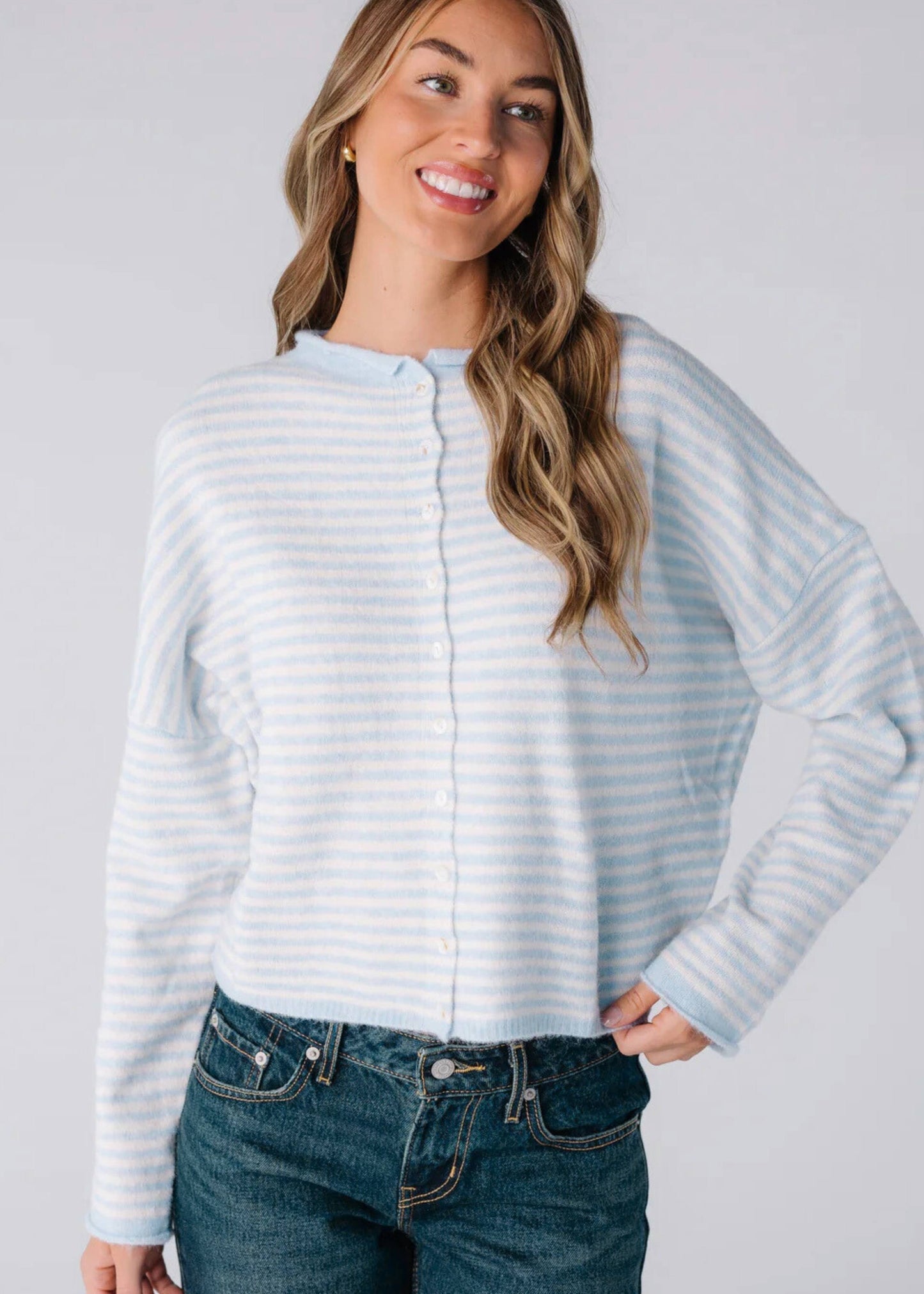 Blue Piper Stripe Cardigan
