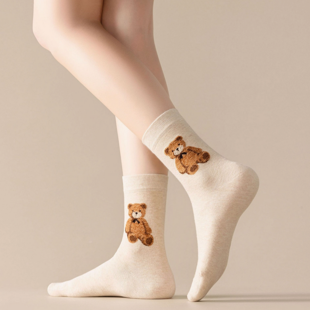 Teddy Bears Sock in Olive