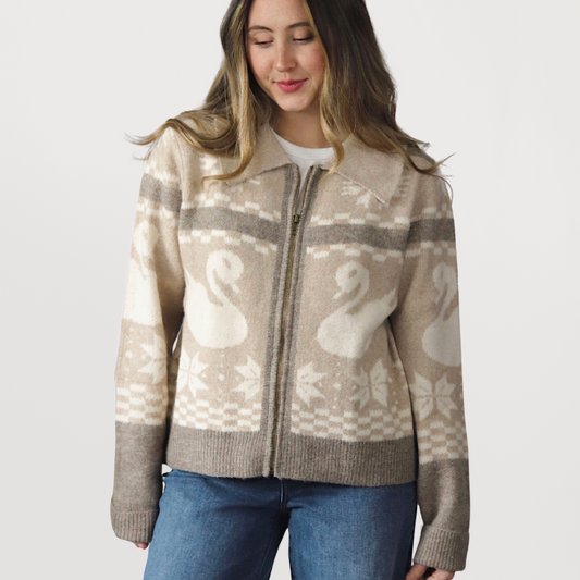 Swan Lake Zip Up Sweater