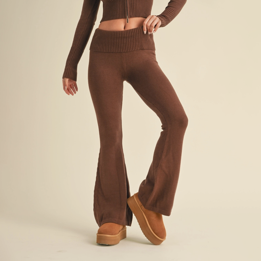 Foldover Flare Knit Pants