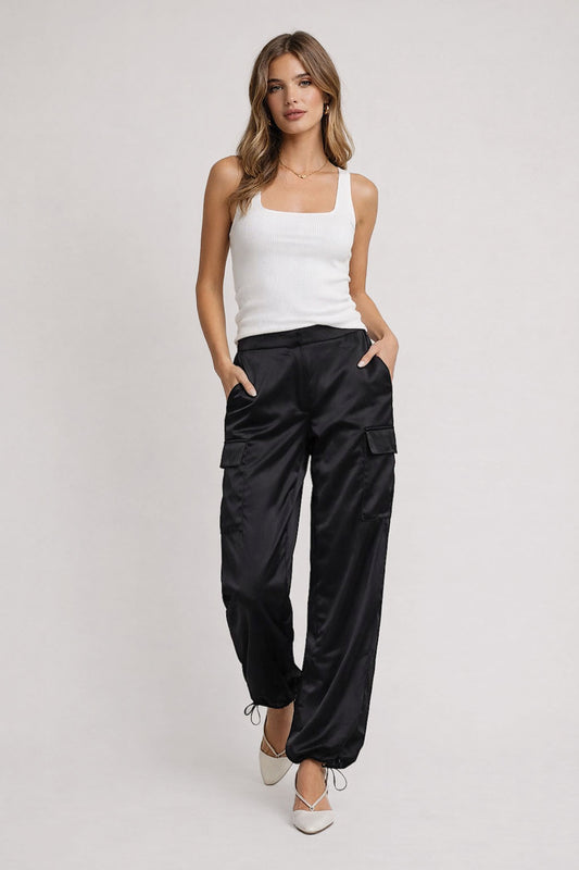 Satin Cargo Pants