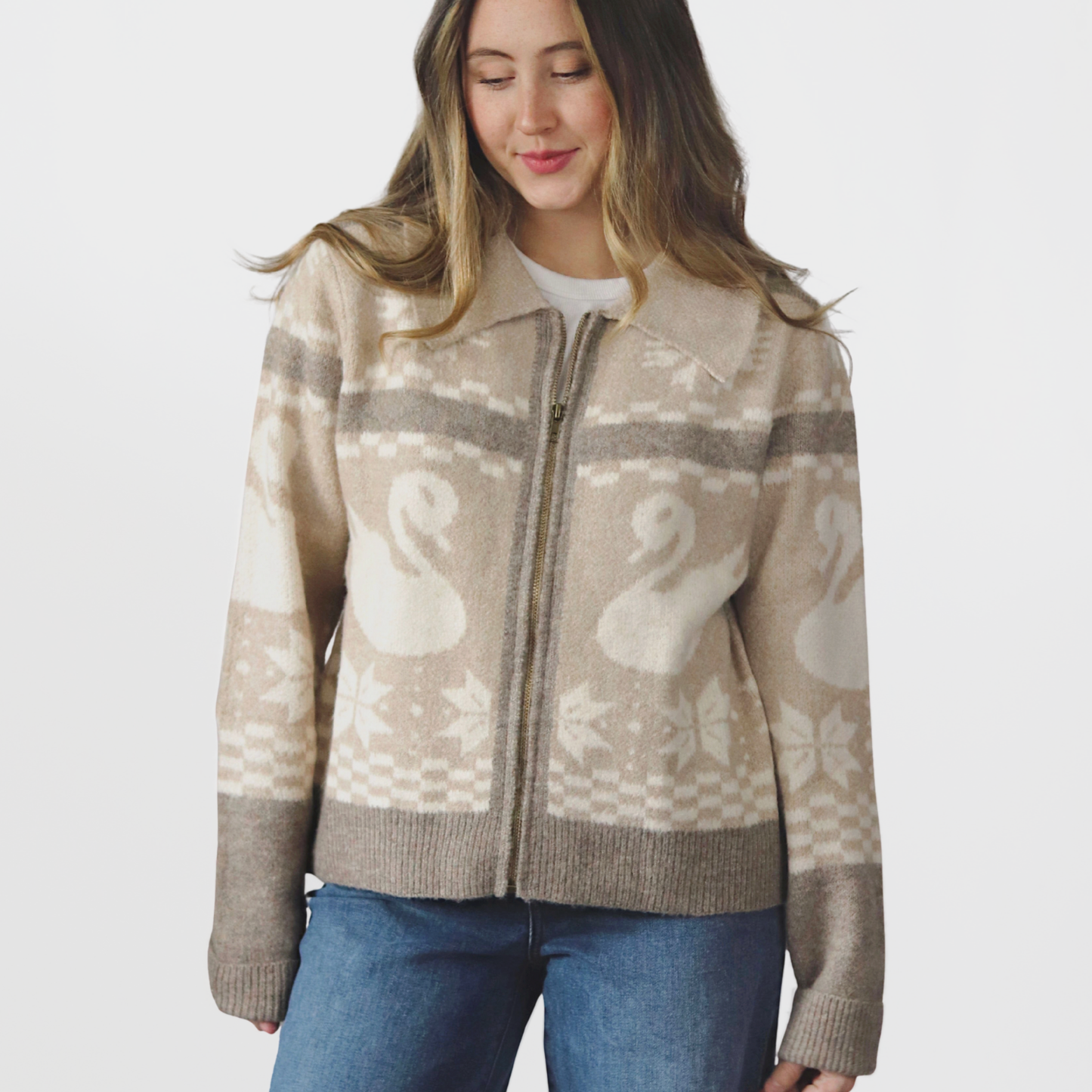 Swan Lake Zip Up Sweater