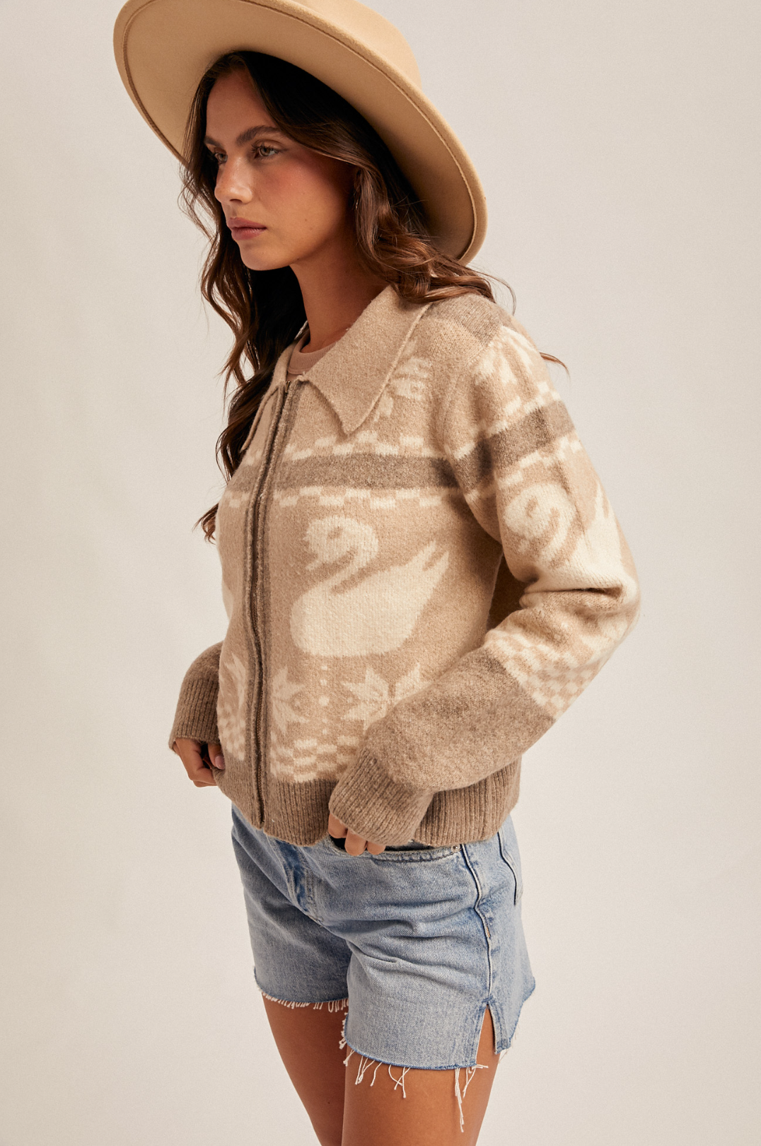 Swan Lake Zip Up Sweater