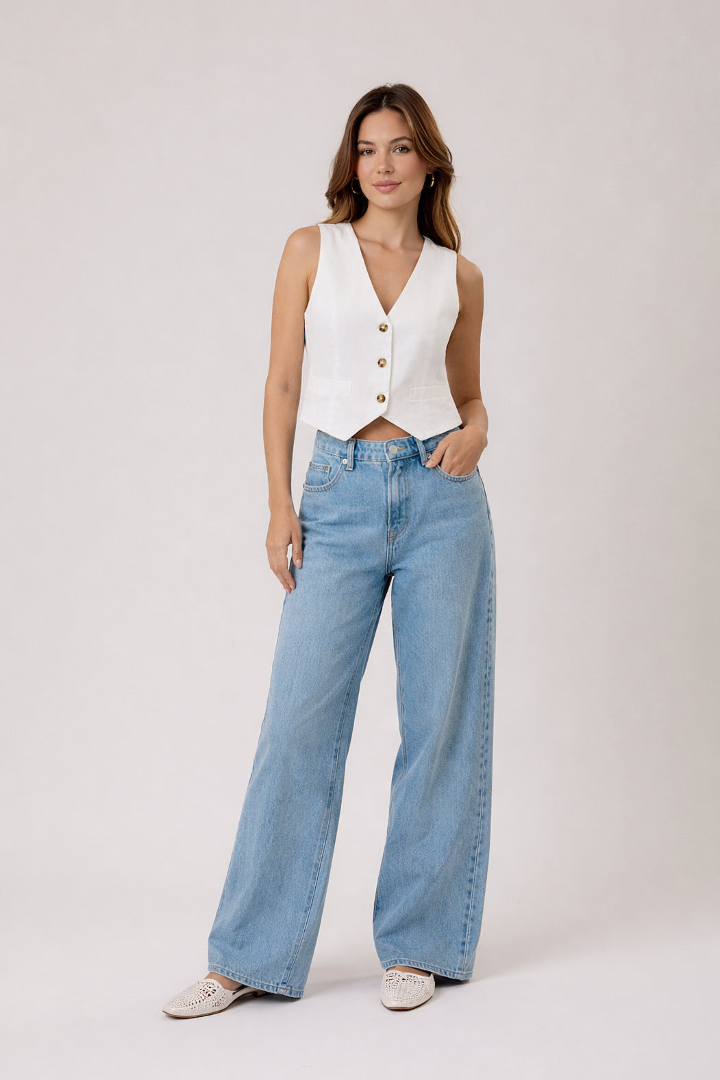 Sweet Cream Button Vest