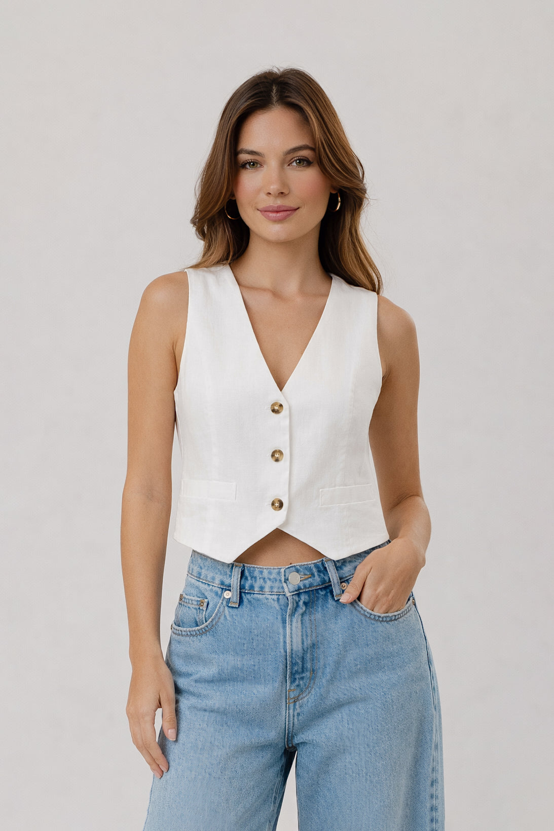 Sweet Cream Button Vest